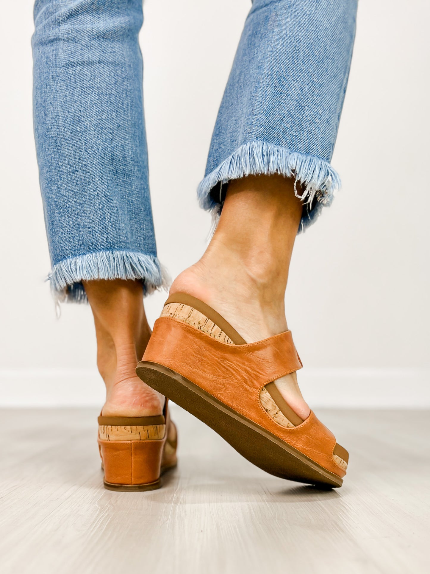 Corkys Table for Two Wedge Sandals in COGNAC