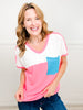 French Terry Contrast Pocket Color Block Top