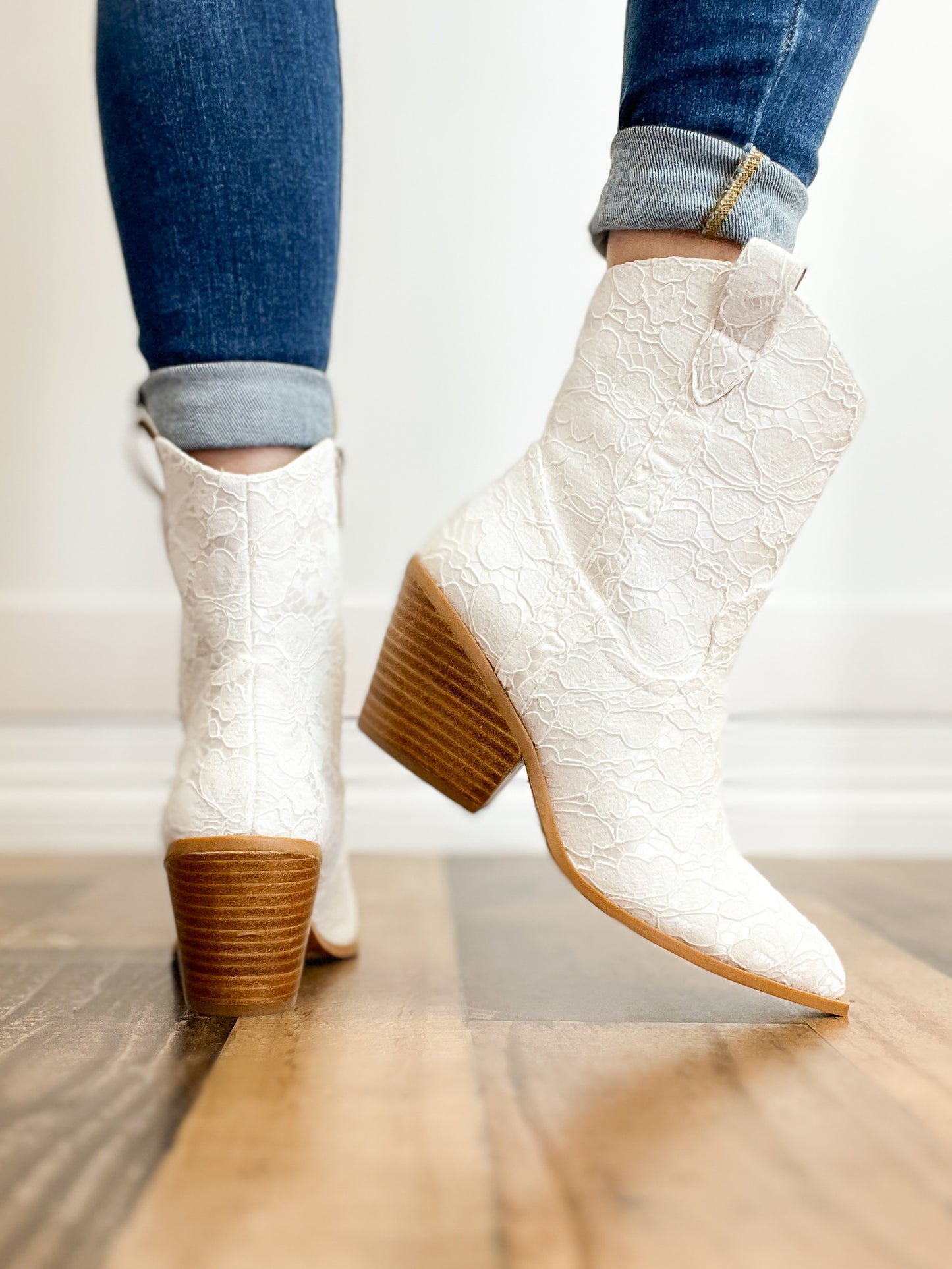 Corkys Rowdy Booties in White Lace