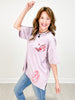 Western Themed Printed Mineral Wash Cotton Jersey Top