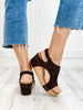 Corkys Carley Chocolate Faux Suede Wedge Shoe