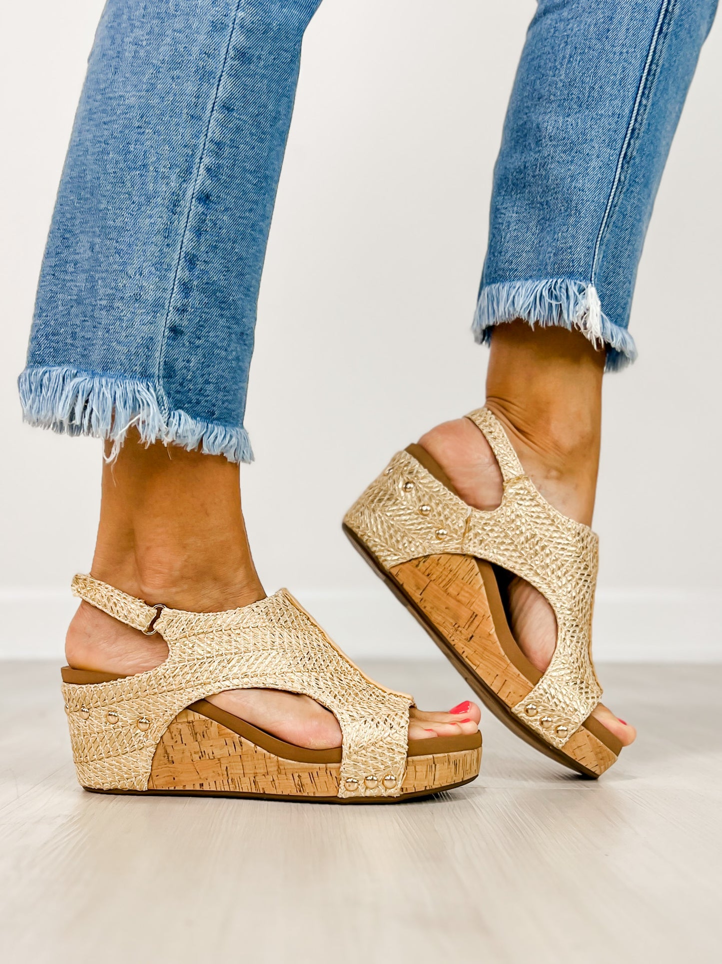 Corkys Carley Wedges in Light Gold Raffia