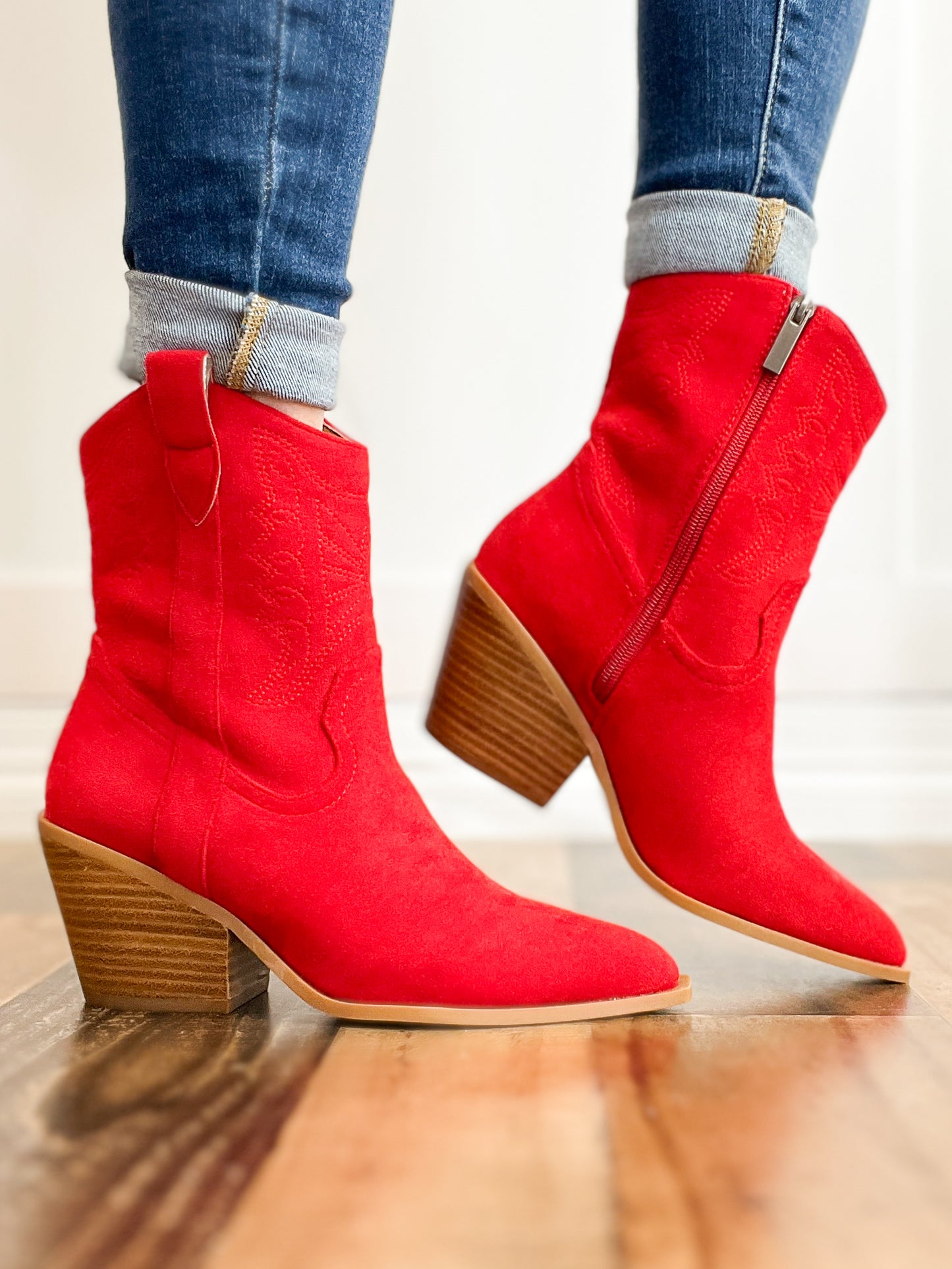 Corkys Rowdy Booties in Red Suede * FINAL SALE