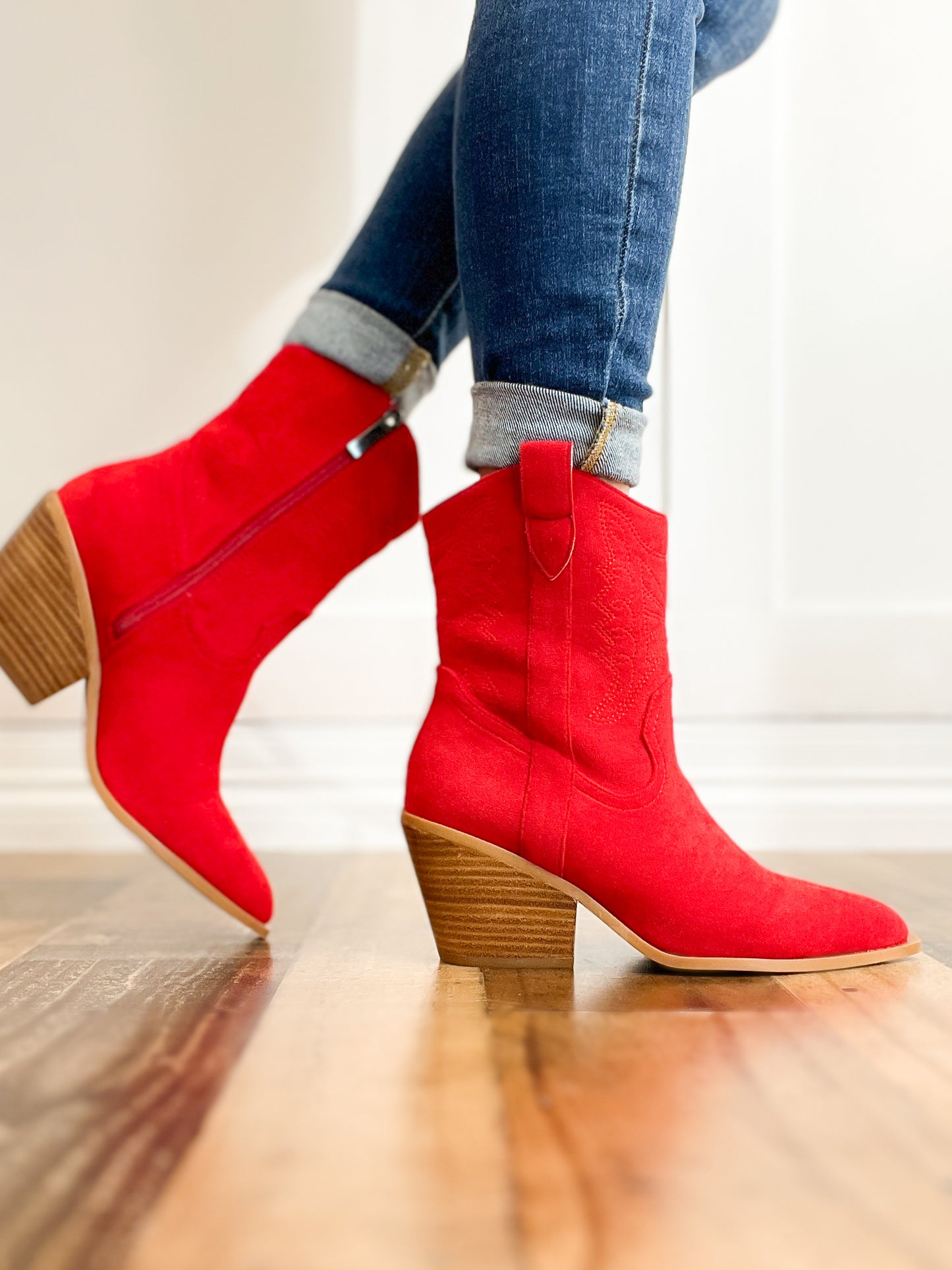 Corkys Rowdy Booties in Red Suede * FINAL SALE