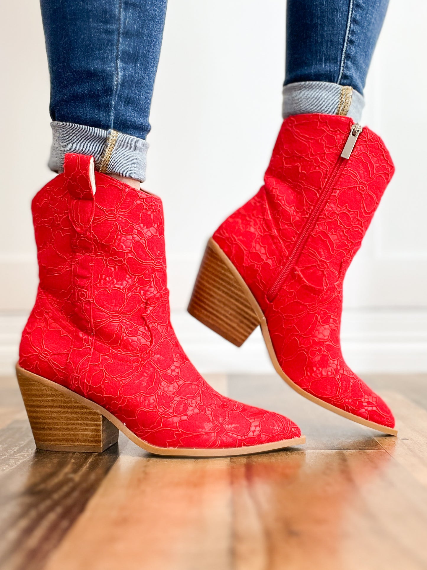 Corkys Rowdy Booties in Red Lace * FINAL SALE