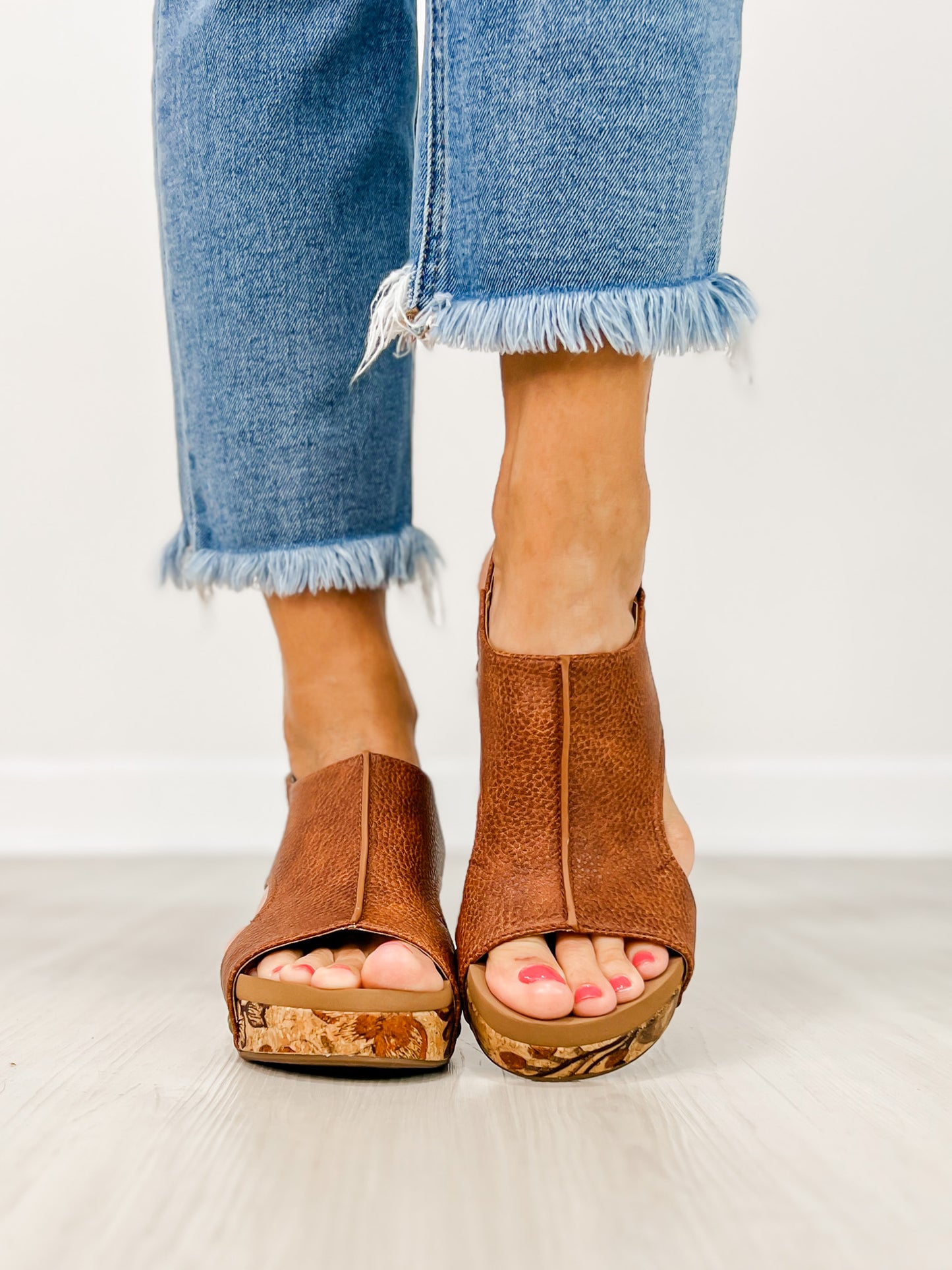 Corkys Carley Wedges in Cognac Tumbled