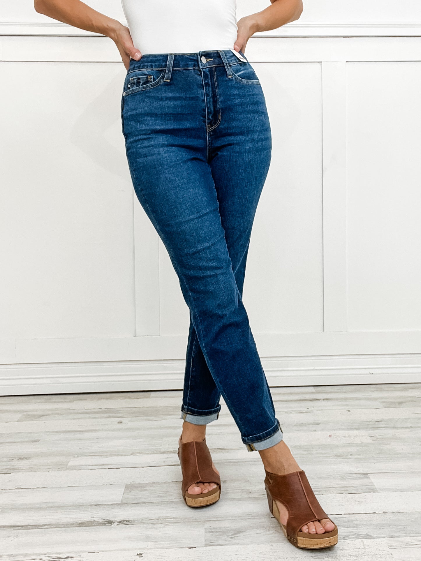 Judy Blue COOL SUMMER Hi-Rise Cool Denim Cuffed Boyfriend Jeans