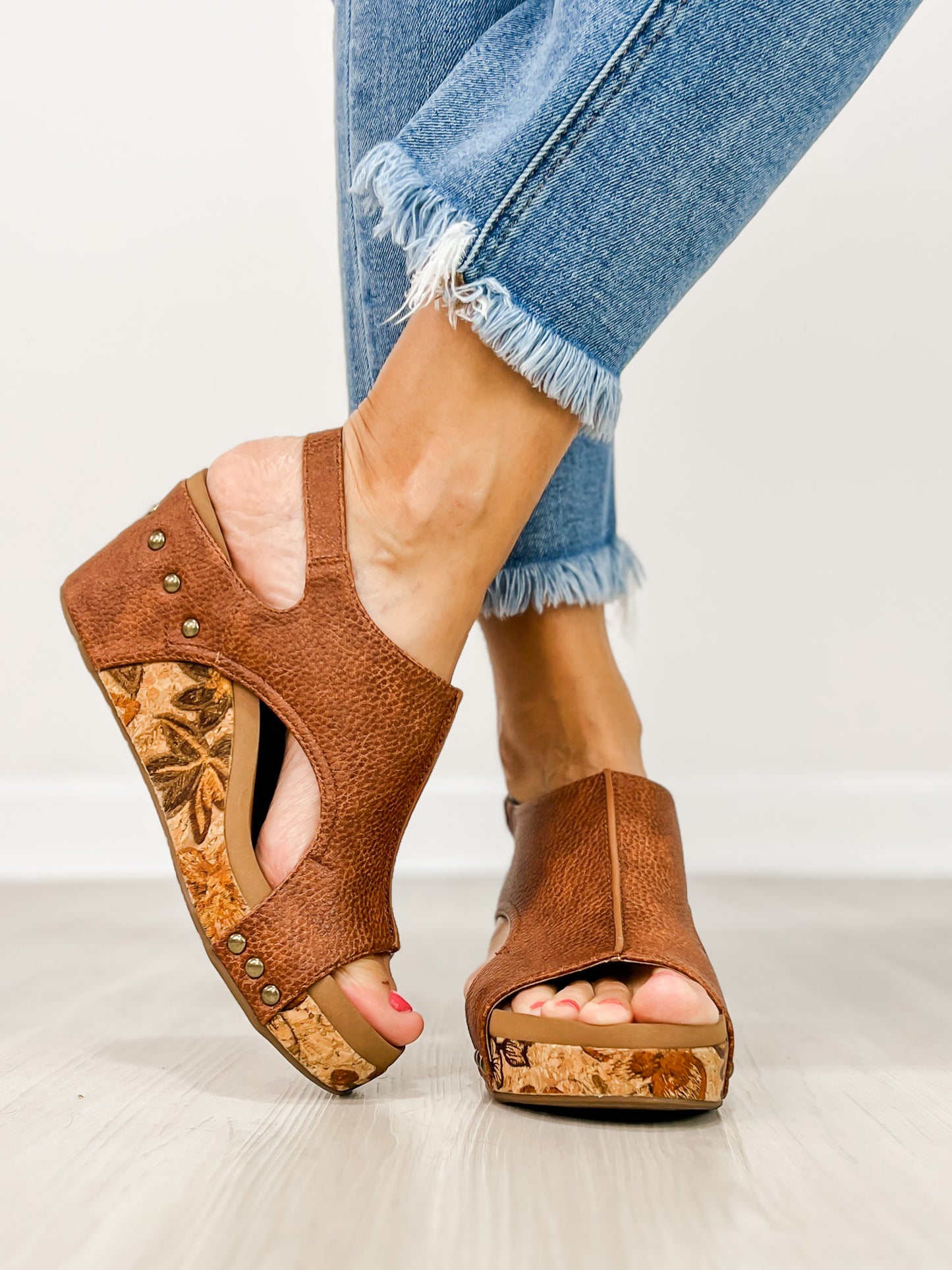 Corkys Carley Wedges in Cognac Tumbled