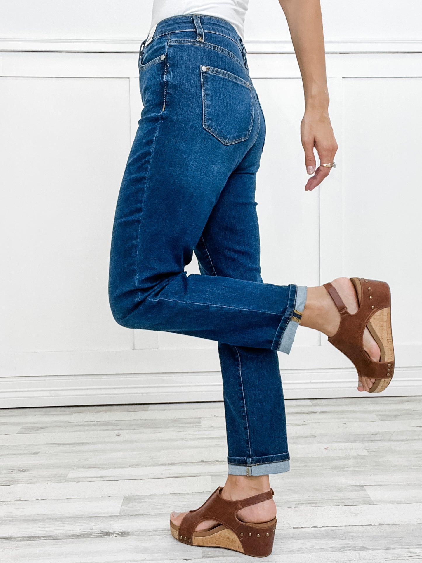 Judy Blue COOL SUMMER Hi-Rise Cool Denim Cuffed Boyfriend Jeans