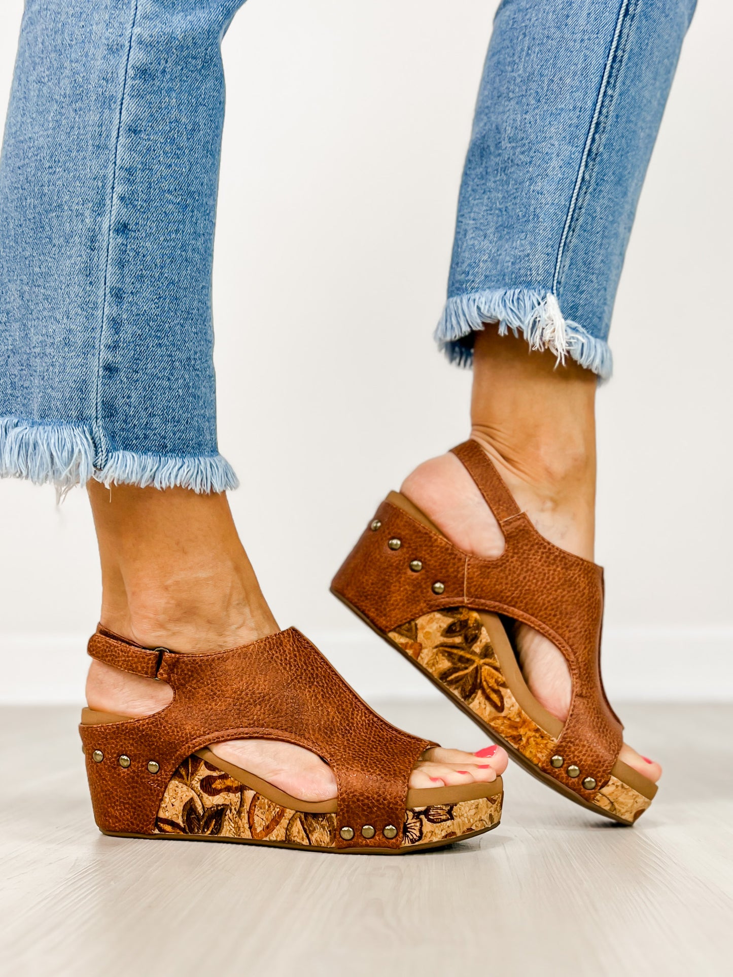 Corkys Carley Wedges in Cognac Tumbled