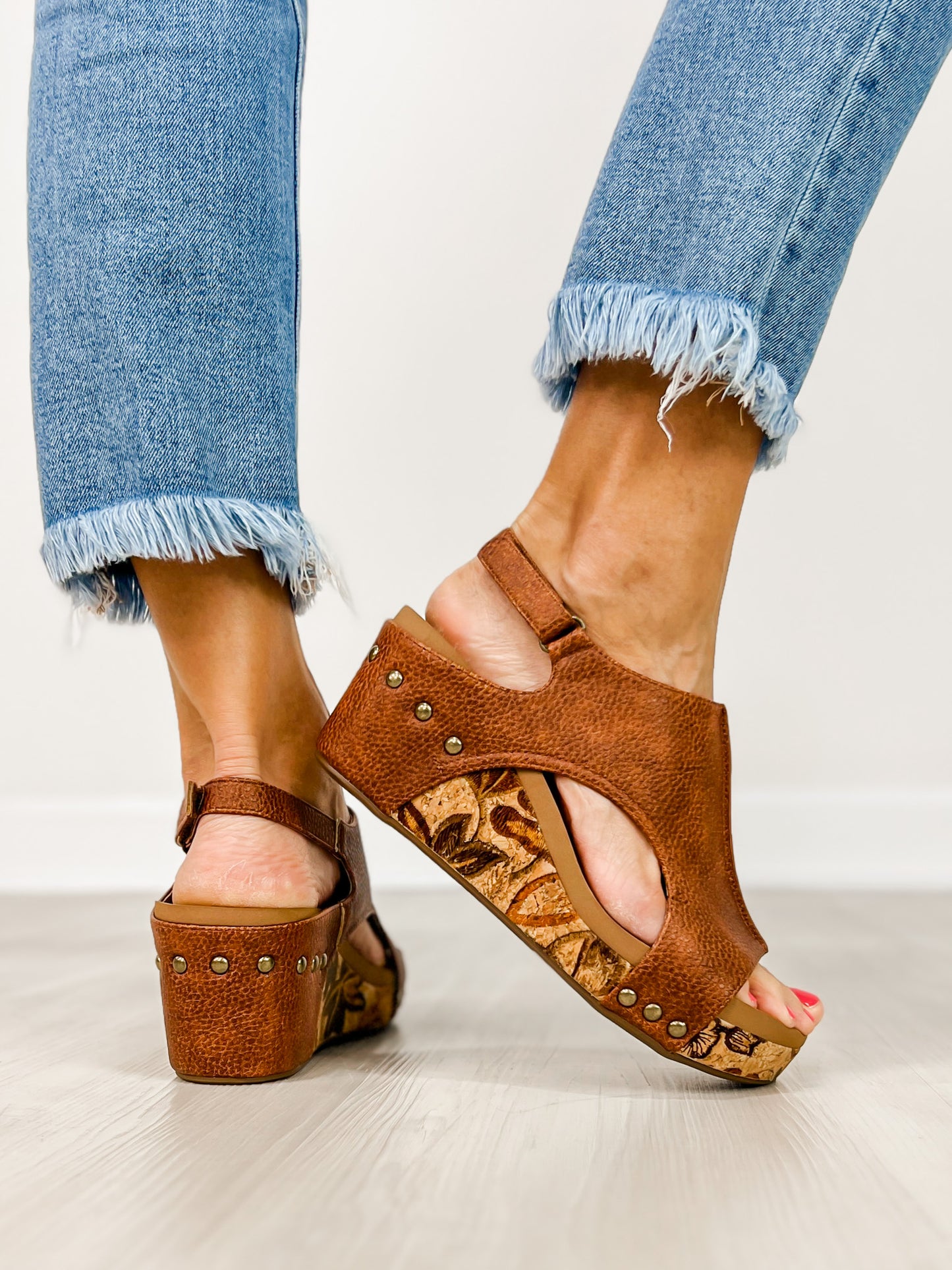 Corkys Carley Wedges in Cognac Tumbled