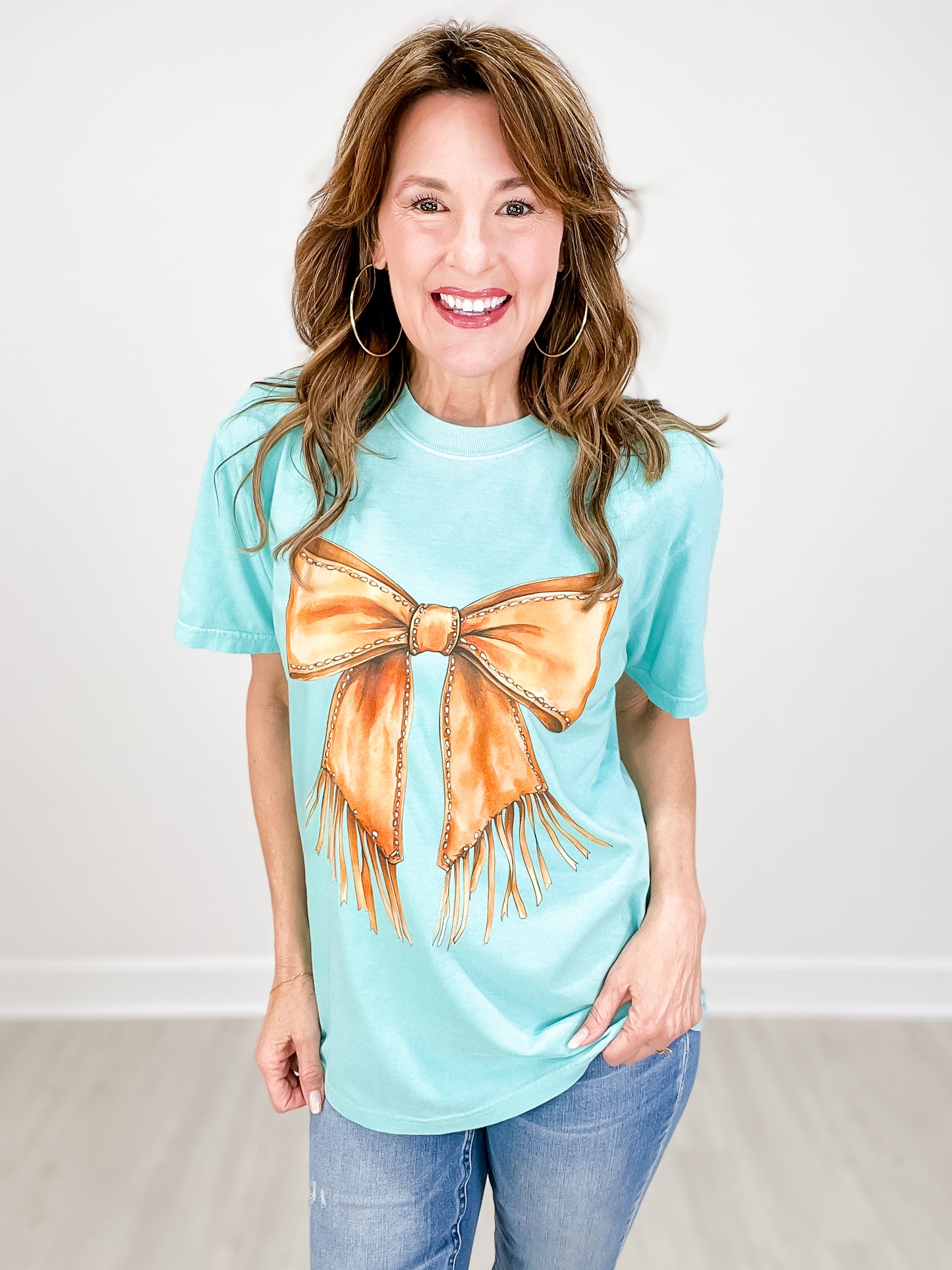 Coquette Cowgirl Leather Bow Graphic Tee