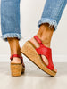 Corkys Carley Wedges in Red Lizard 2