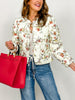 Floral Print Quilted Diamond Pattern Jacket
