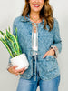Bow Front Quilted Denim Washed Jacket
