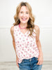 Pinky Promise Floral Tank Top with V-Neckline and Front Accent Pocket