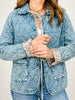 Bow Front Quilted Denim Washed Jacket