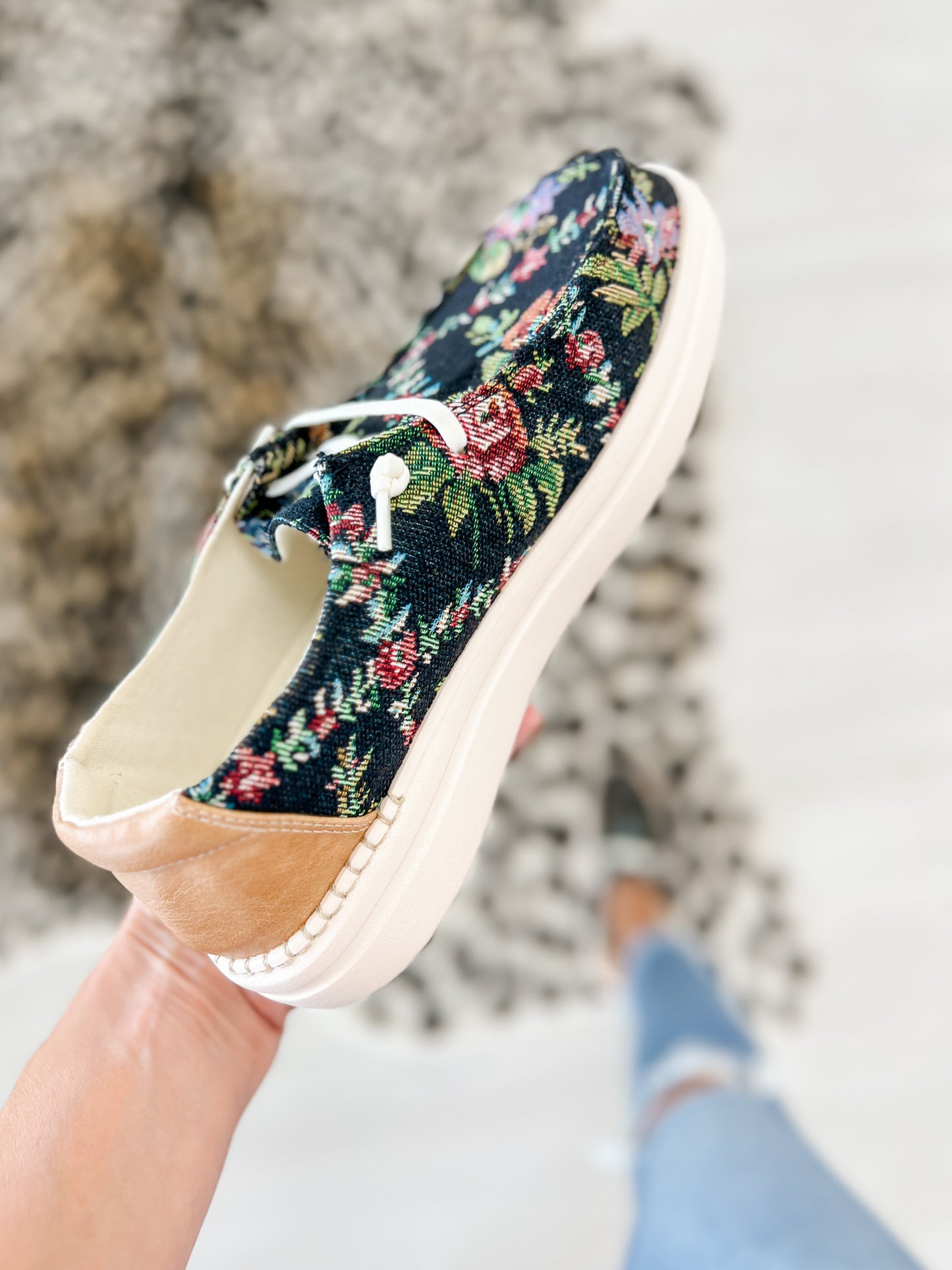 Corkys Kayak 2 in Black Brocade Floral