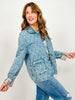 Bow Front Quilted Denim Washed Jacket