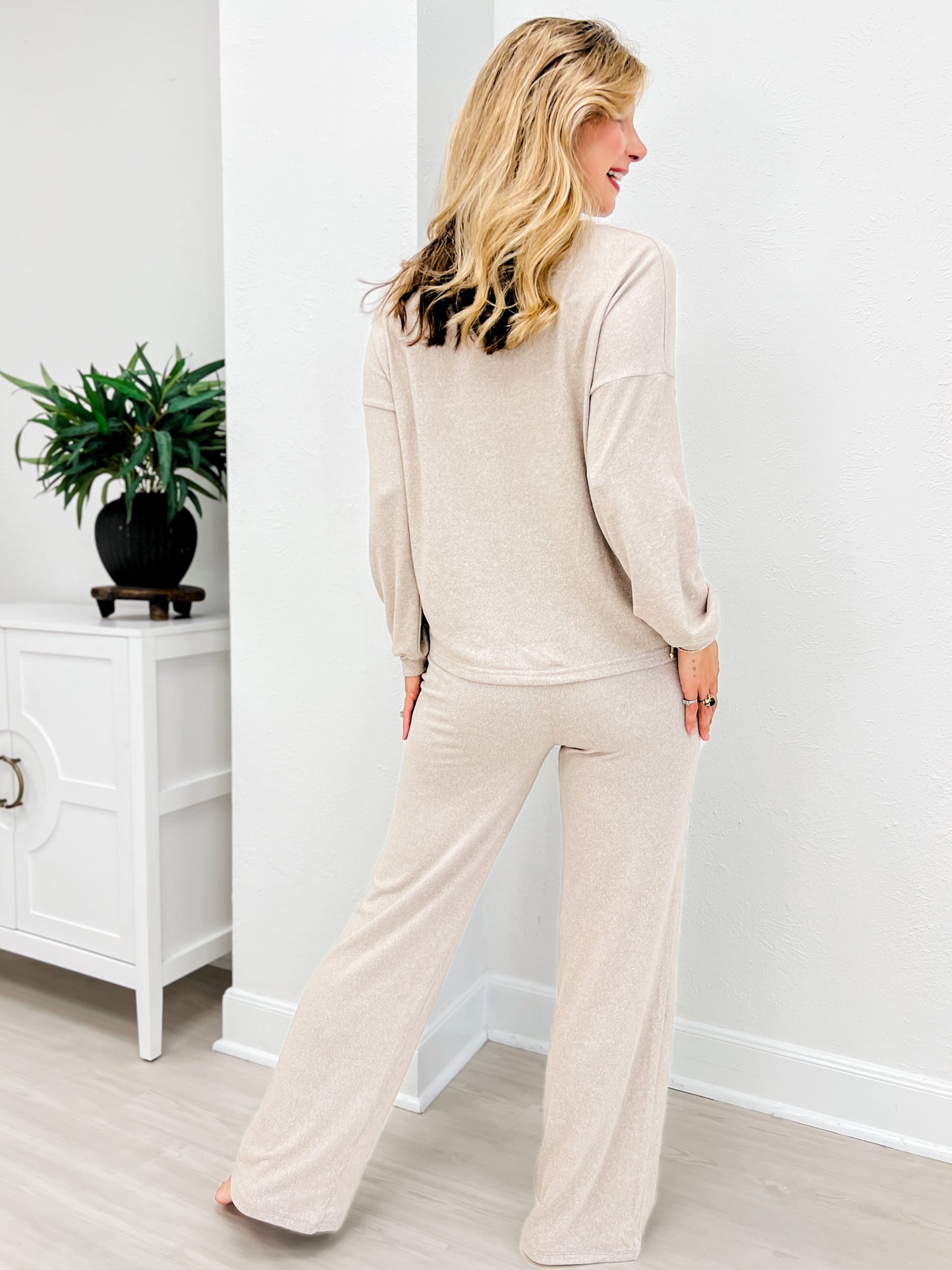 Soft Melange Long Sleeve Tee & Pants Set-A
