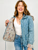 Bow Front Quilted Denim Washed Jacket