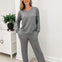 Soft Melange Long Sleeve Tee & Pants Set-Black