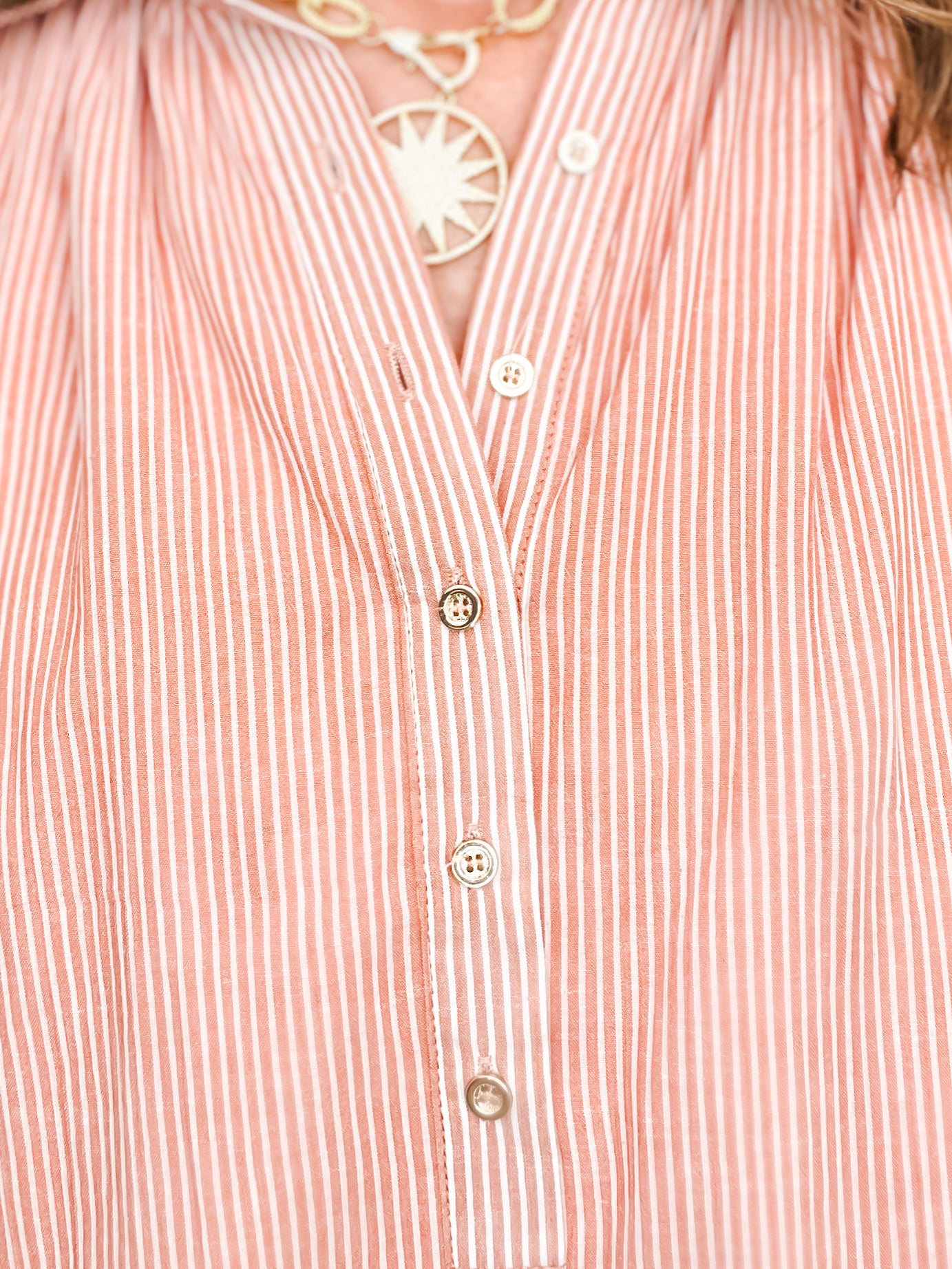 Come On Over Striped Button Up Cuffed Short Sleeve Top