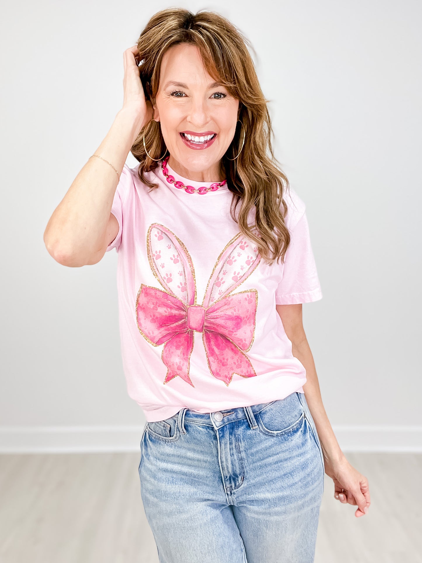 Coquette Bunny Ears Easter Graphic Tee