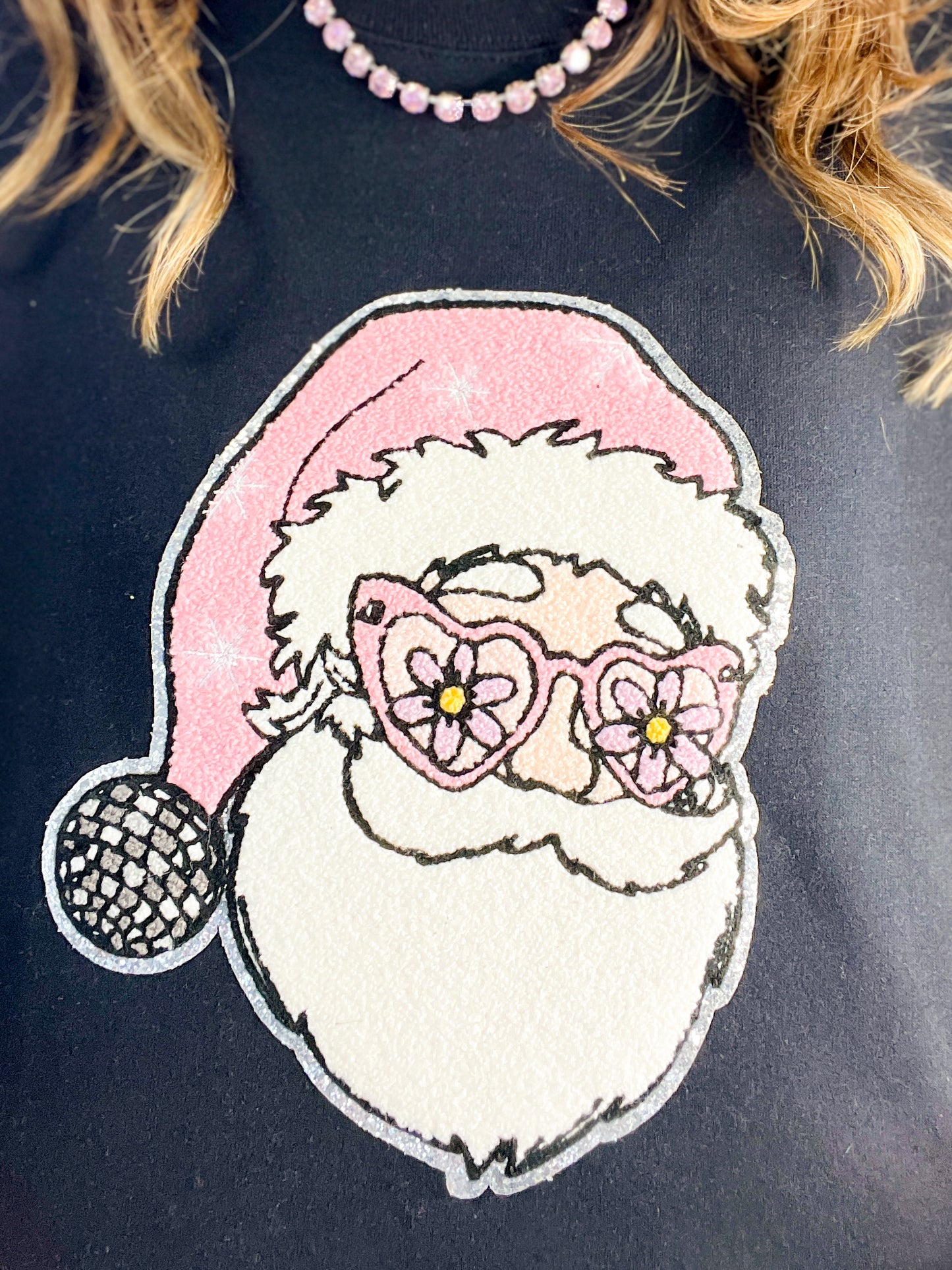 Disco Groovy Santa Chenille Sweatshirt Top