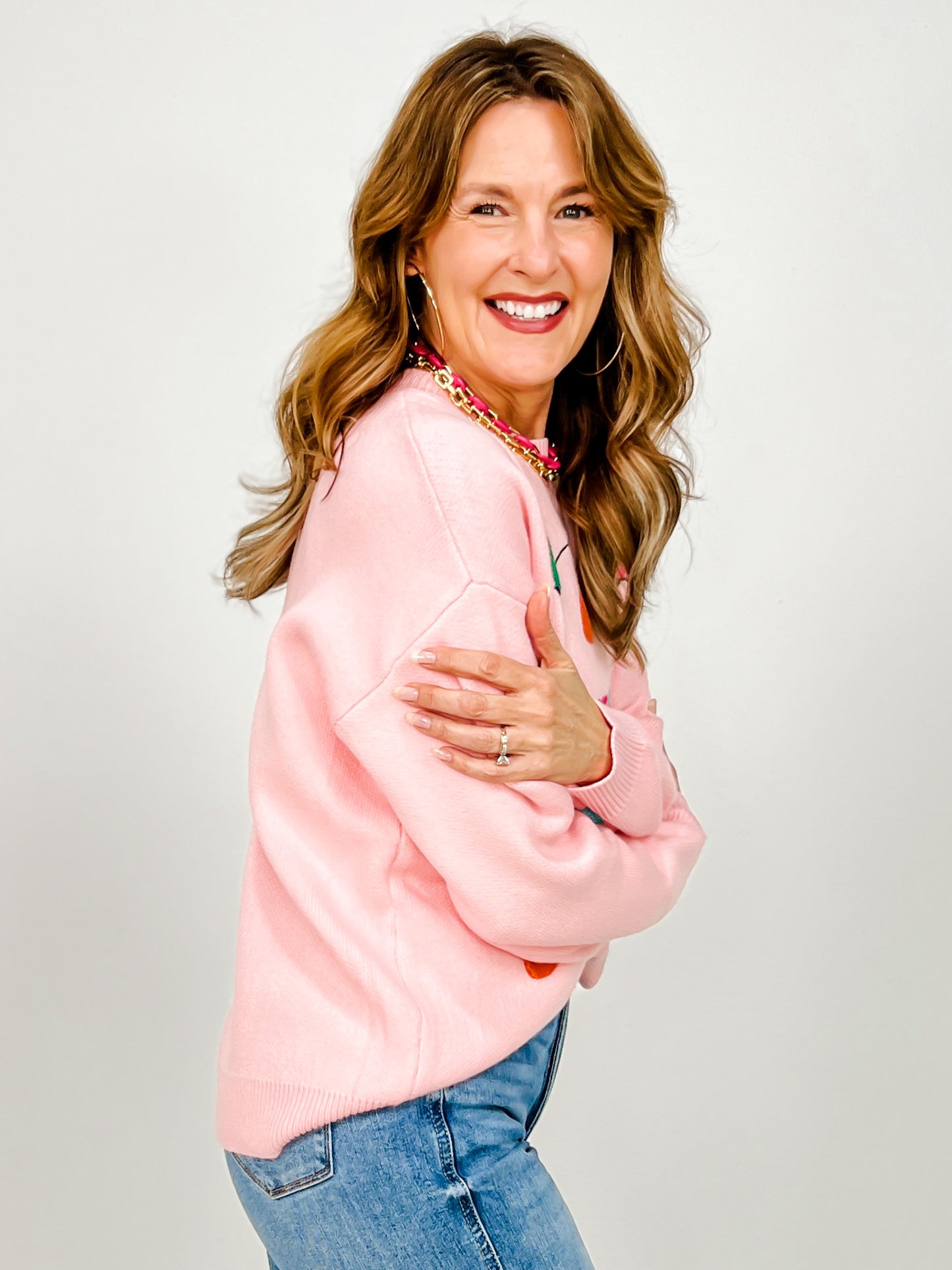 Deck The Halls Pink Christmas Holiday Sweater