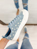 Corkys Take The Lead Tennis Shoes in Blue Denim Daisies