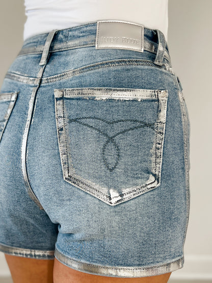 Judy Blue HW Slim Short Foil Seams