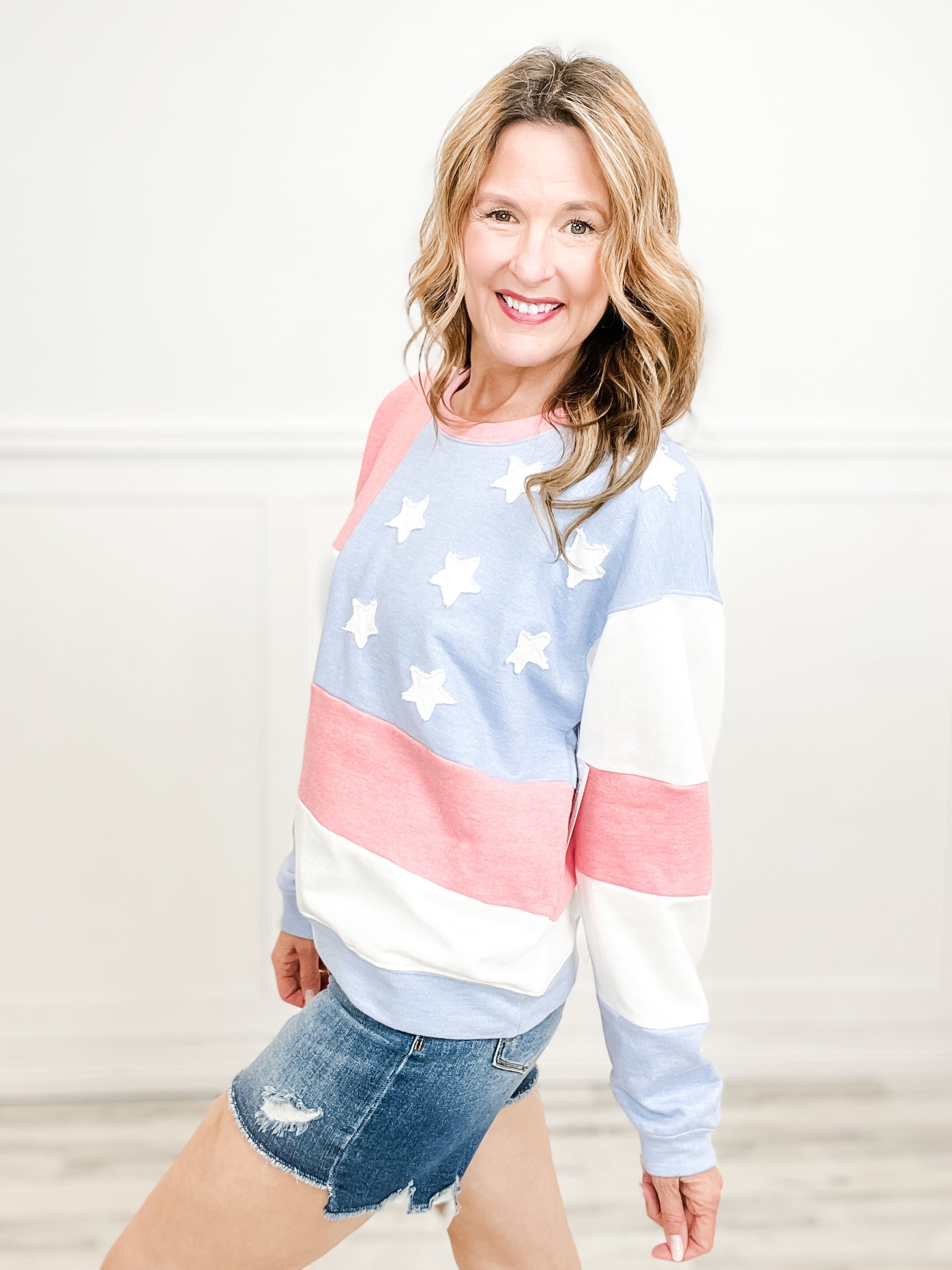 Glory All American Long Sleeve Pullover Top