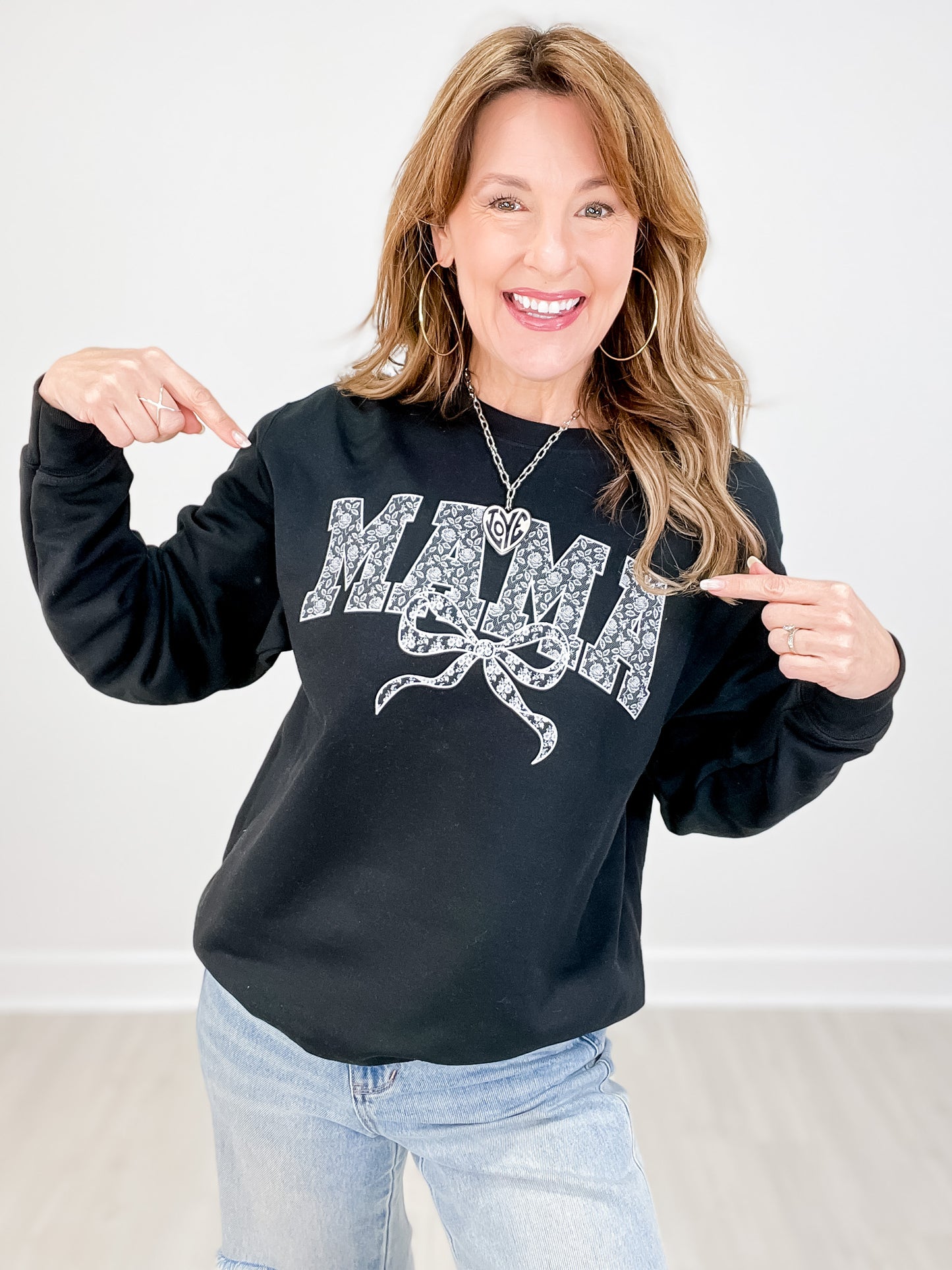 Mama Printed Lace Sweatshirt