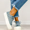 Corkys Take The Lead Tennis Shoes in Blue Denim Daisies