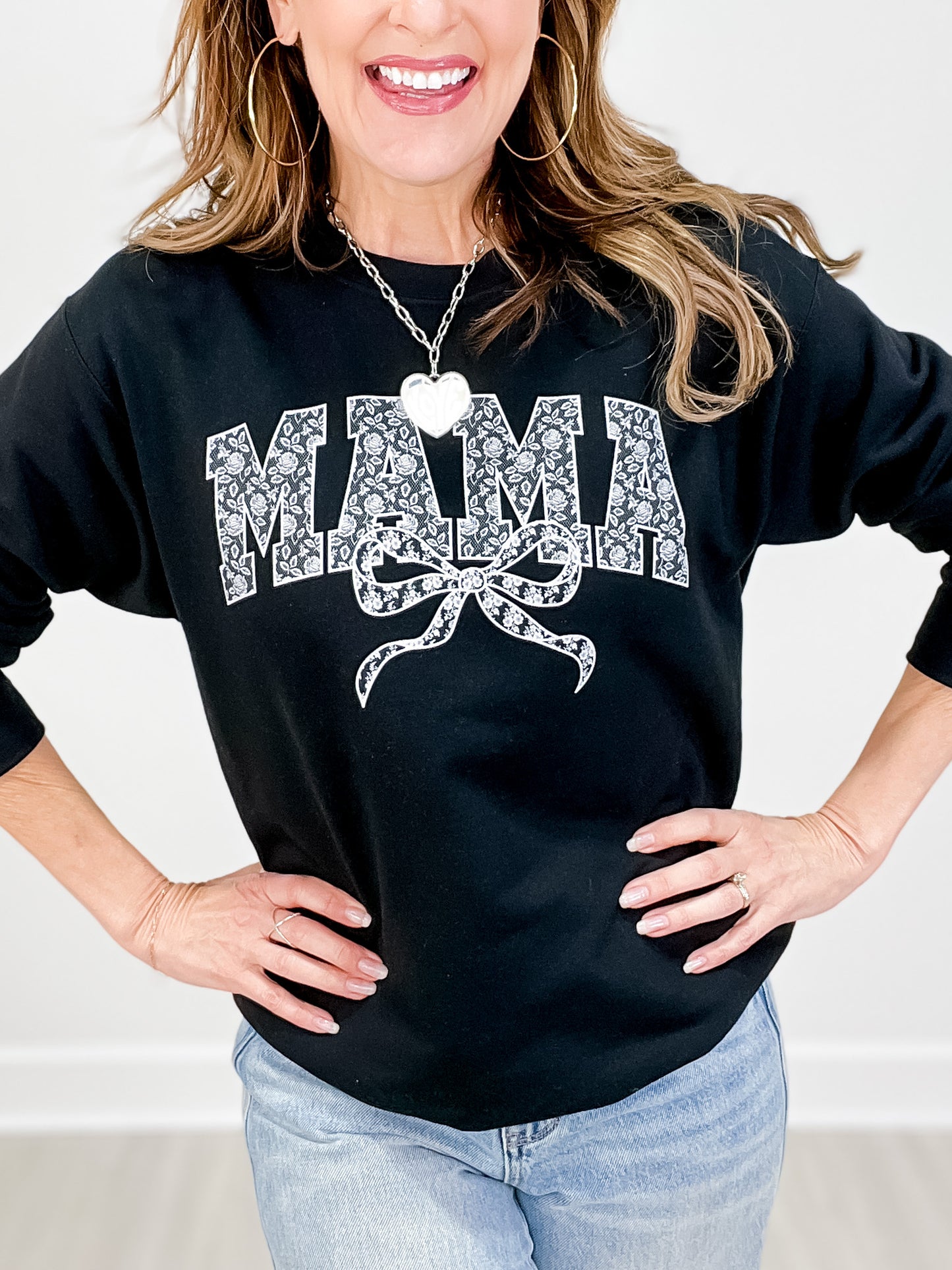 Mama Printed Lace Sweatshirt