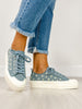 Corkys Take The Lead Tennis Shoes in Blue Denim Daisies