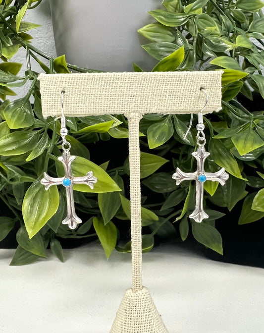 Turquoise Cross Earrings