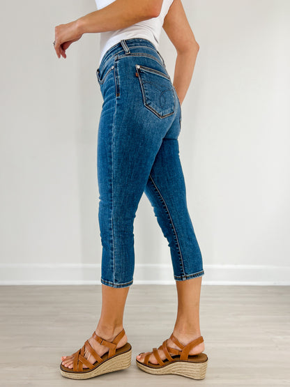 Judy Blue Mid-Rise Denim Capri