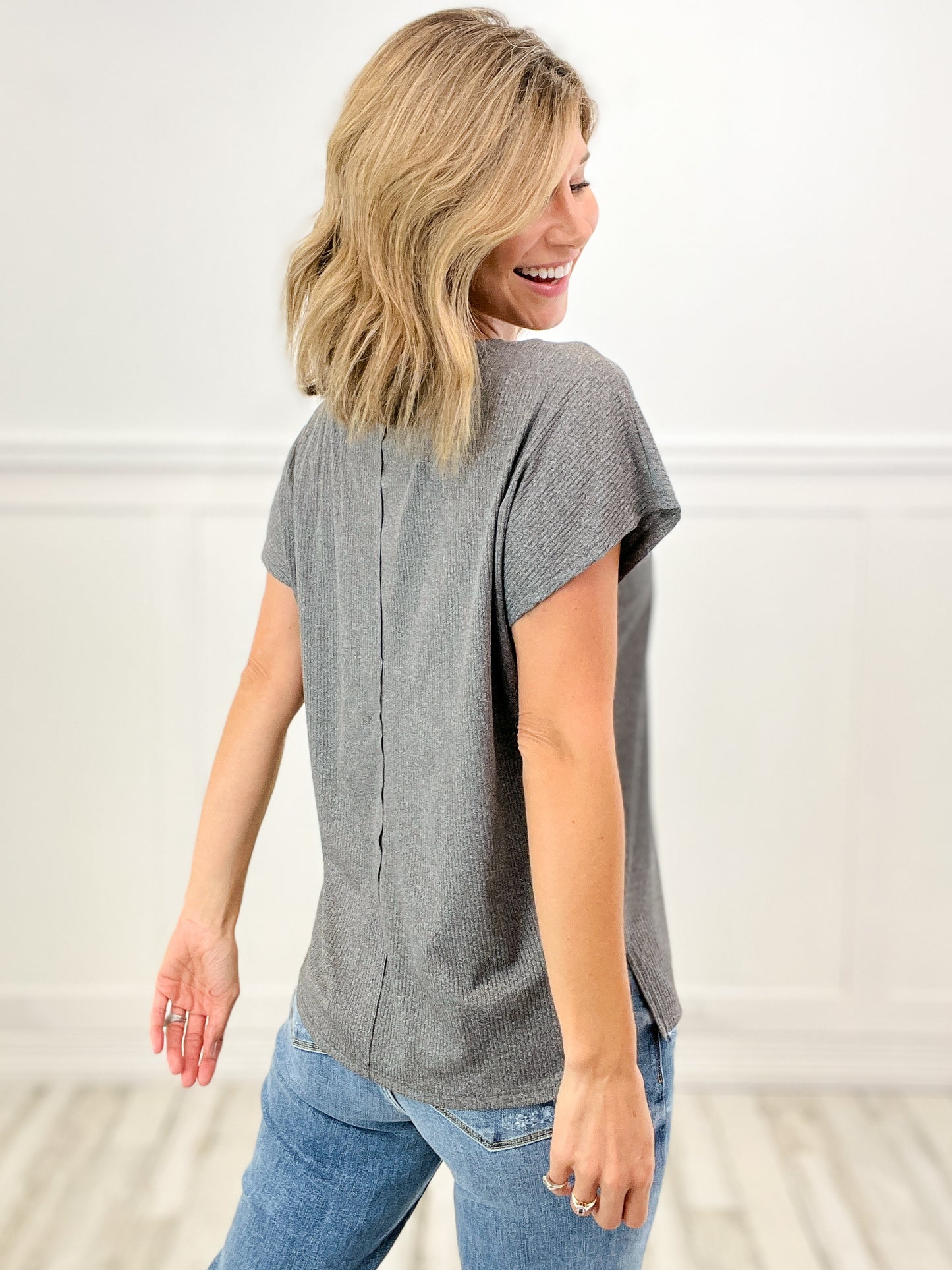 P.S. Kate Solid Rib Pocket Top