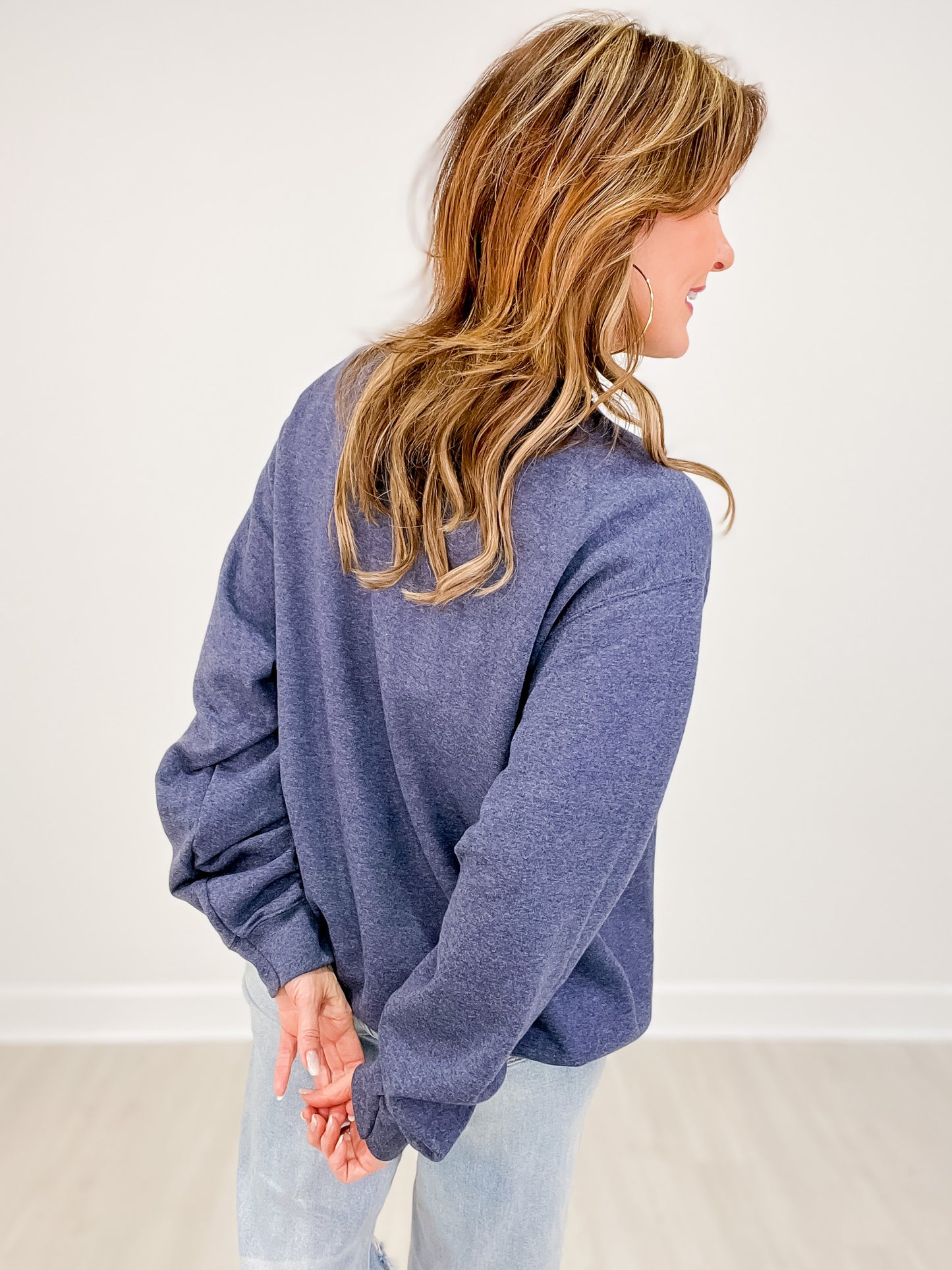 Blue and Gold Easter Bunny Ears Sweatshirt