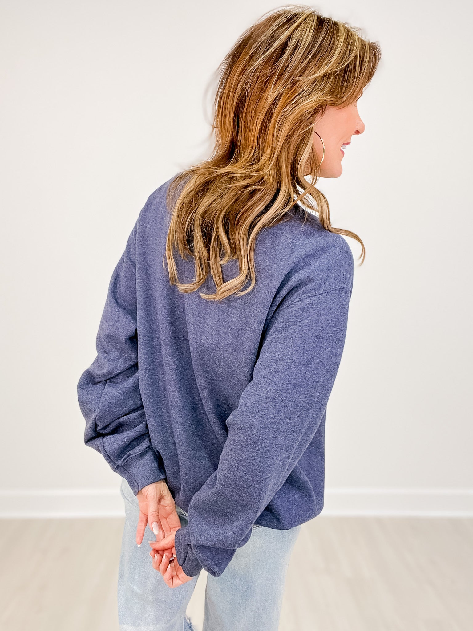 Blue and Gold Easter Bunny Ears Sweatshirt