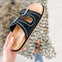 Corkys Smitten Double Buckle Sandals in BLACK FAUX SUEDE