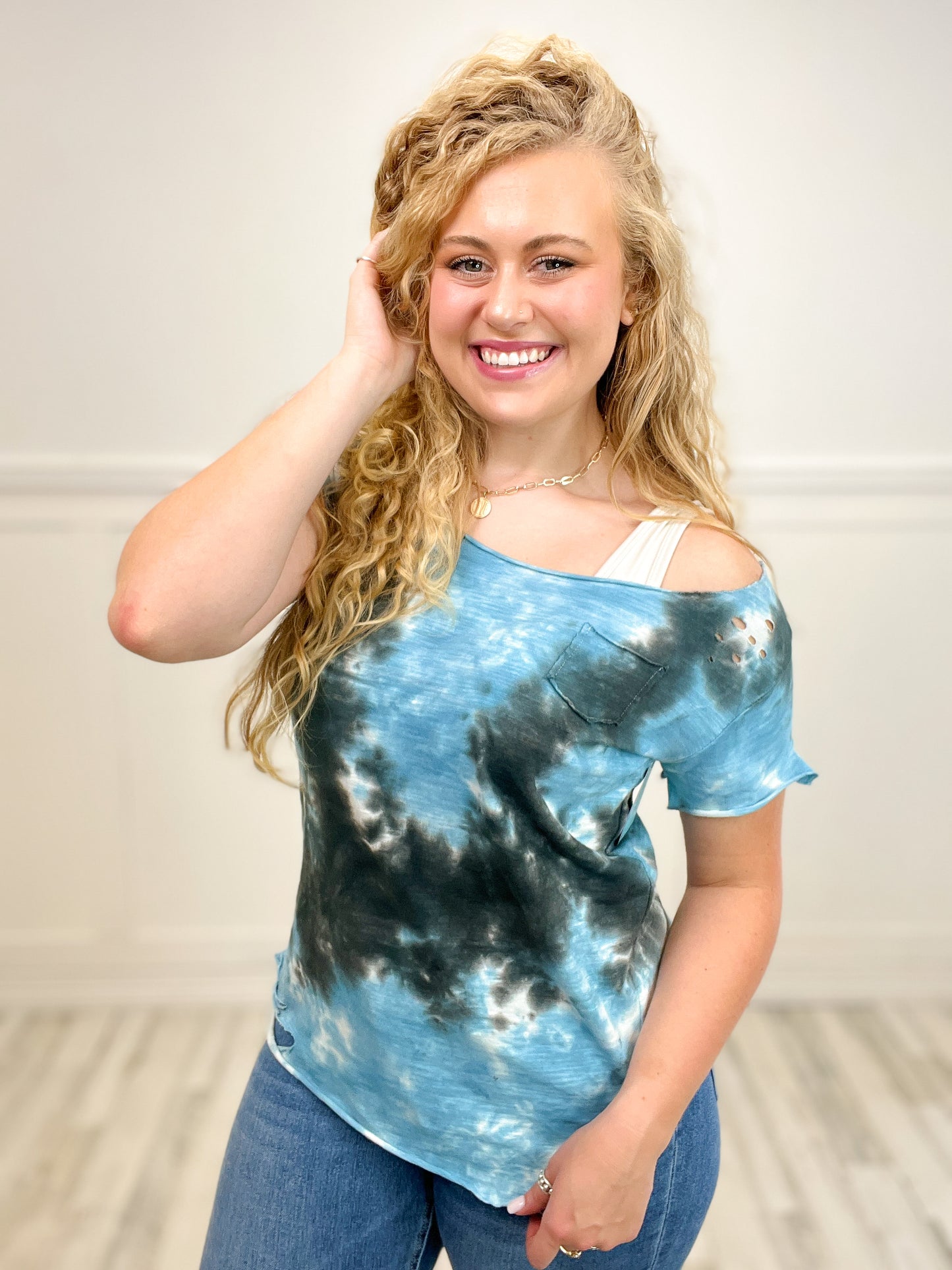 Blue Tie Dye Relaxed Tee