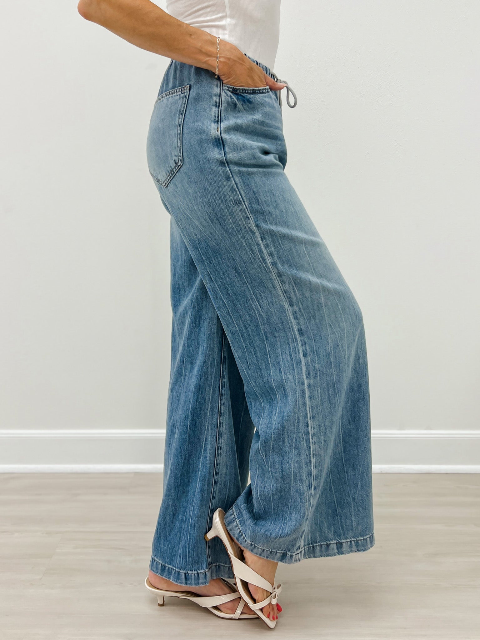 Judy Blue Hi-Rise Palazzo Featherweight Drawcord Jeans