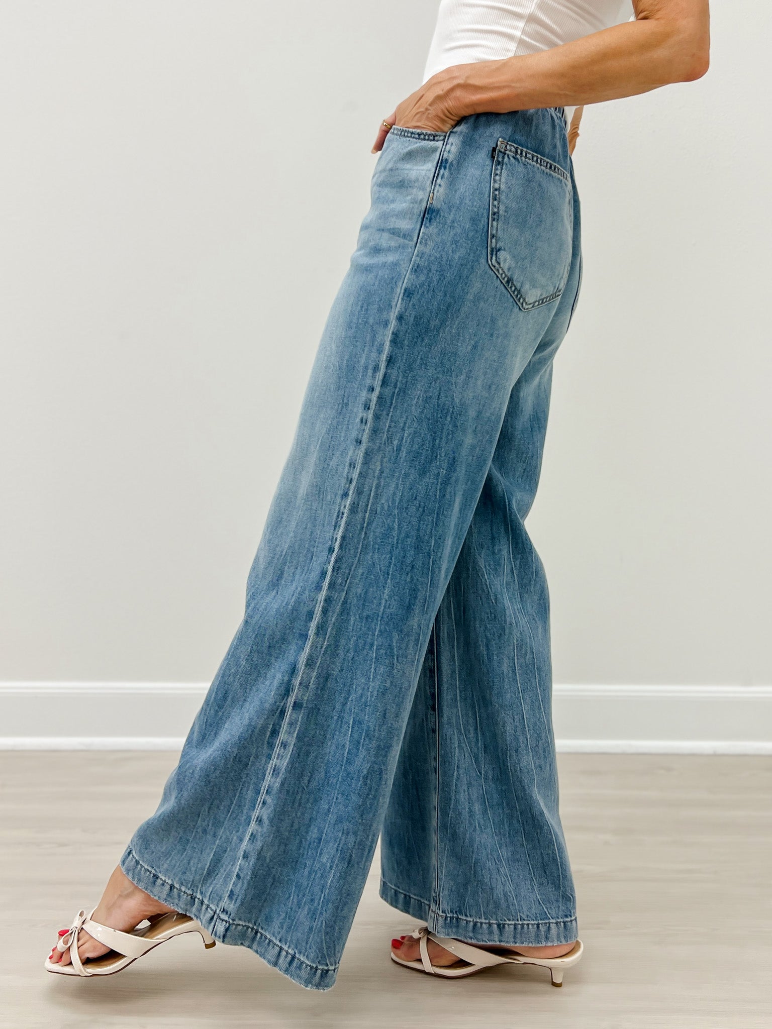 Judy Blue Hi-Rise Palazzo Featherweight Drawcord Jeans
