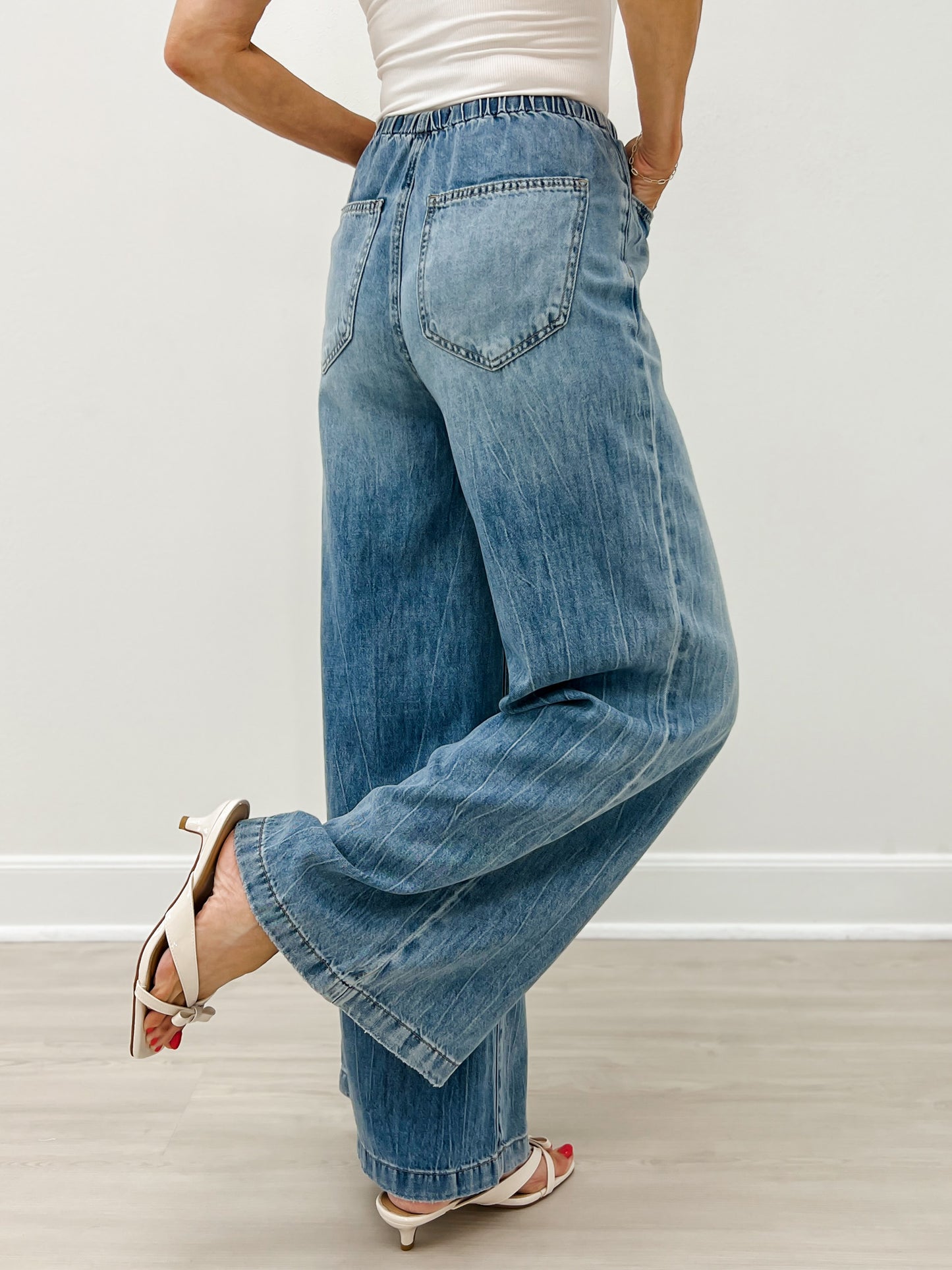 Judy Blue Hi-Rise Palazzo Featherweight Drawcord Jeans