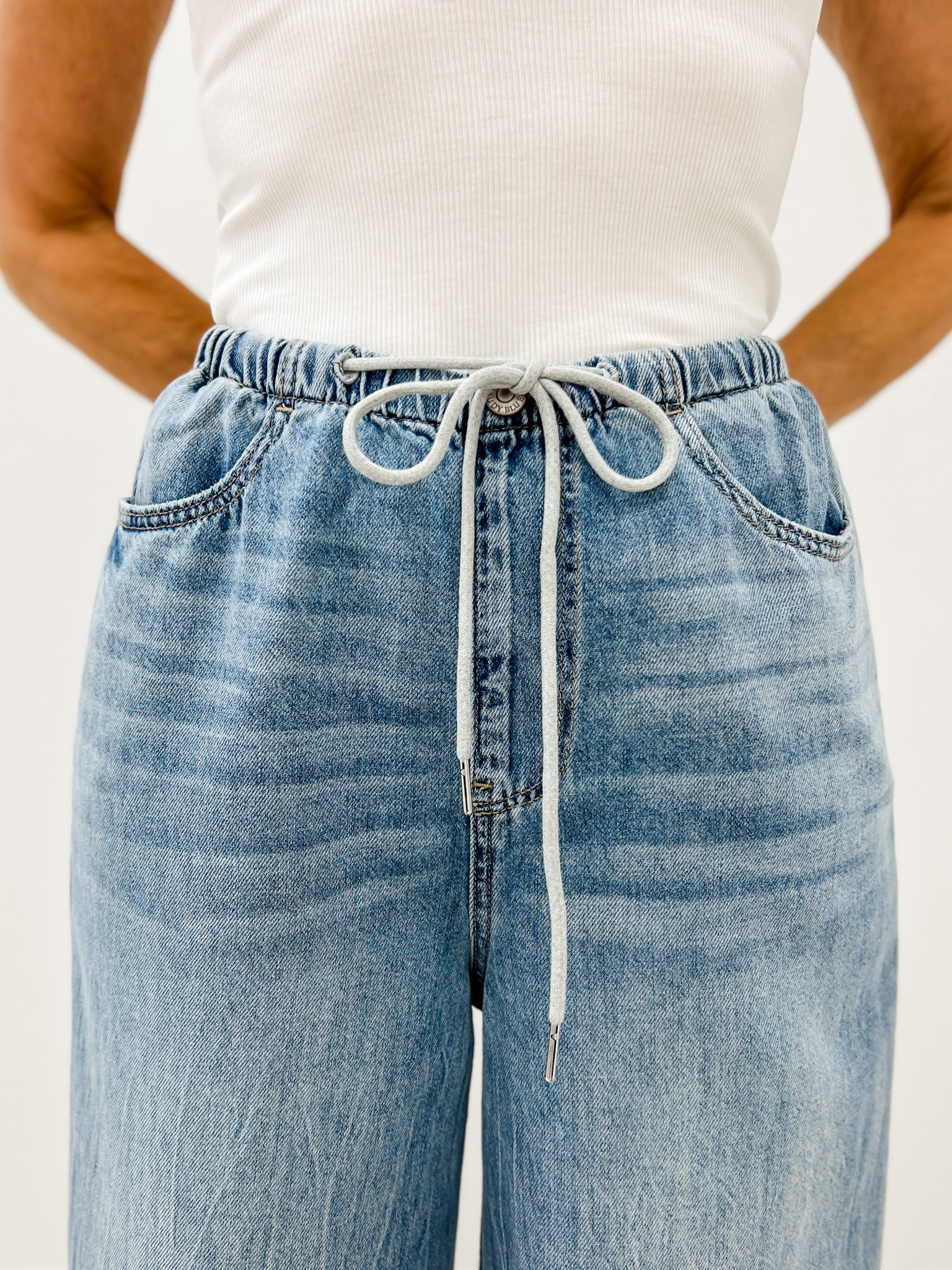 Judy Blue Hi-Rise Palazzo Featherweight Drawcord Jeans