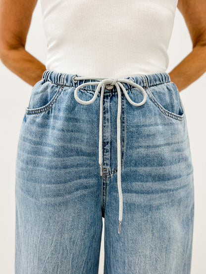 Judy Blue Hi-Rise Palazzo Featherweight Drawcord Jeans