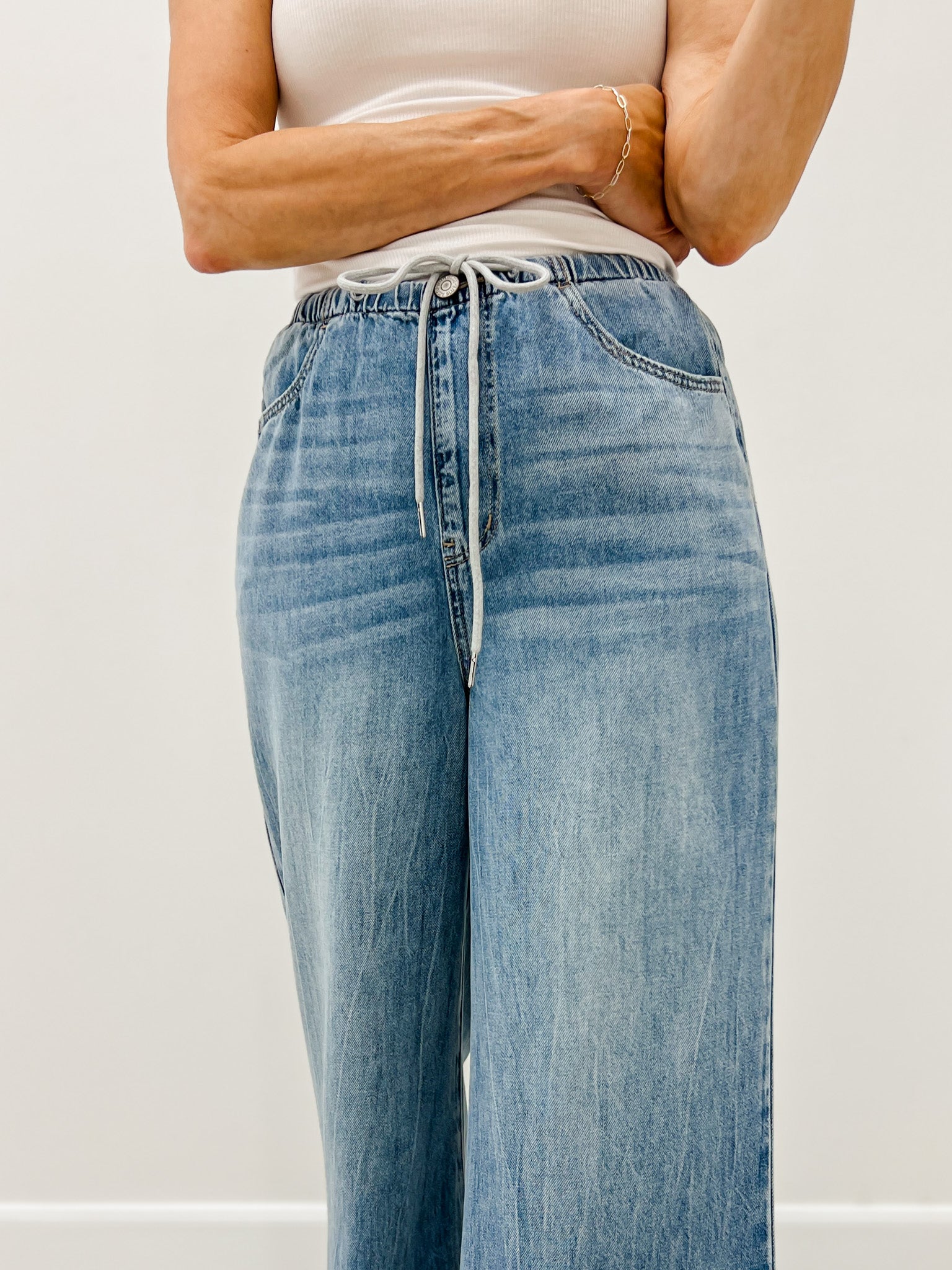 Judy Blue Hi-Rise Palazzo Featherweight Drawcord Jeans